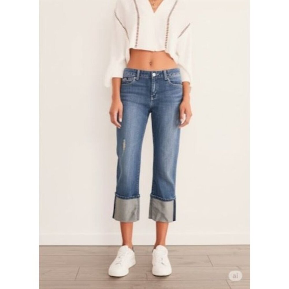 Calvin Klein Jeans Vintage Low Rise Classic 80s Capris Distressed Denim Size 29 - Picture 1 of 12